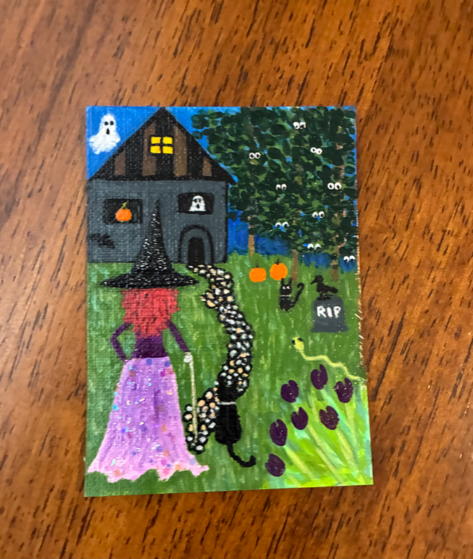 Witchy Way & The Eyeball Woods aceo art card