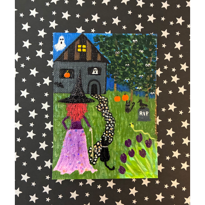 Witchy Way & The Eyeball Woods aceo art card thumbnail 2