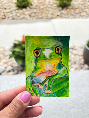 Green Tree Frog aceo art card thumbnail 1