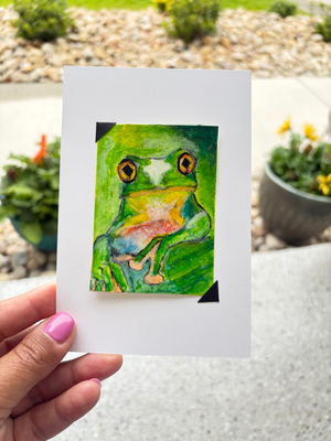 Green Tree Frog aceo art card thumbnail 2