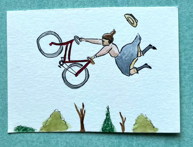 Edwardian bike lady 13 aceo art card