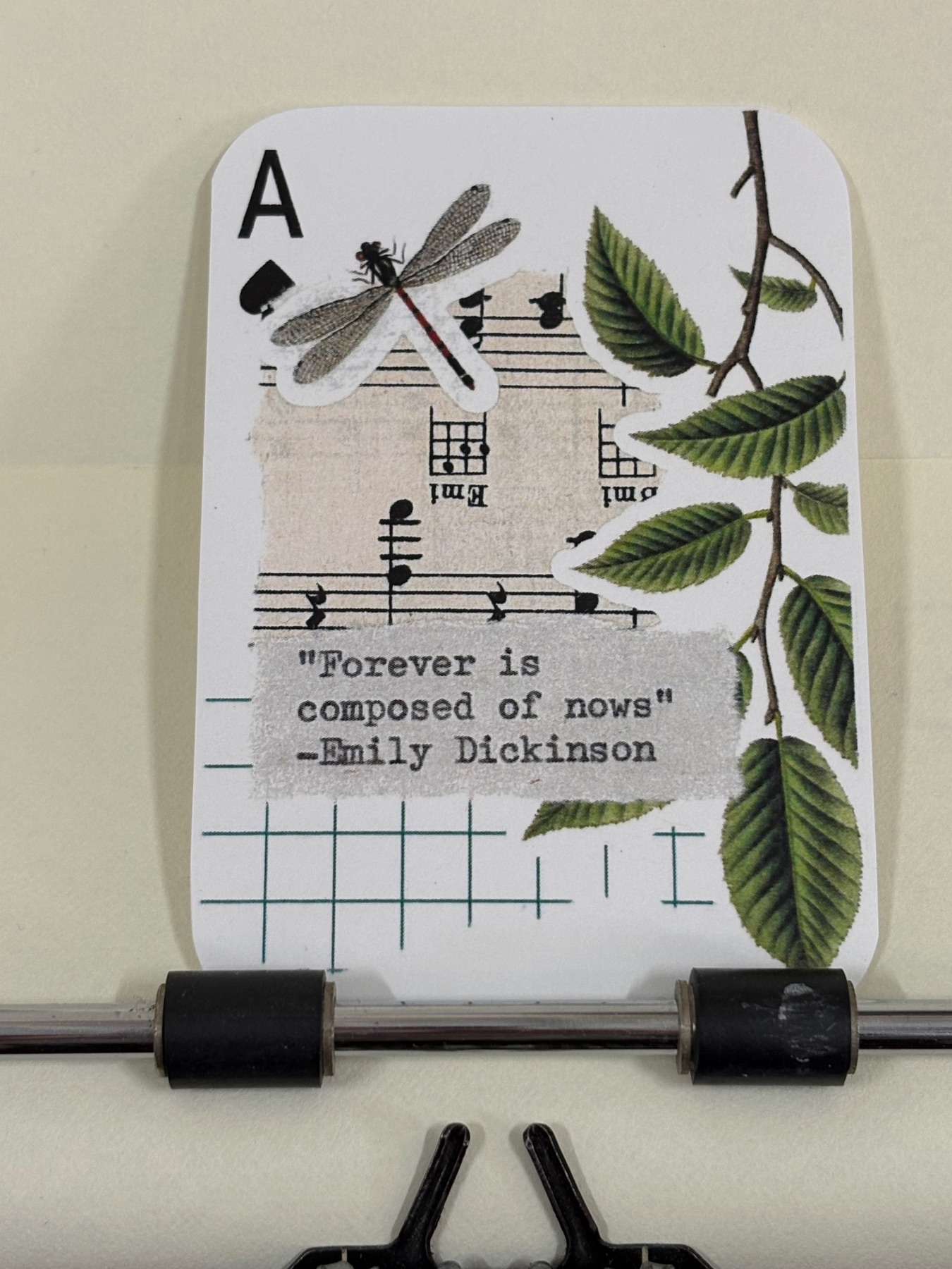 Dragonfly Emily Dickinson quote collage print by Mazerzine flower floral aceo art card