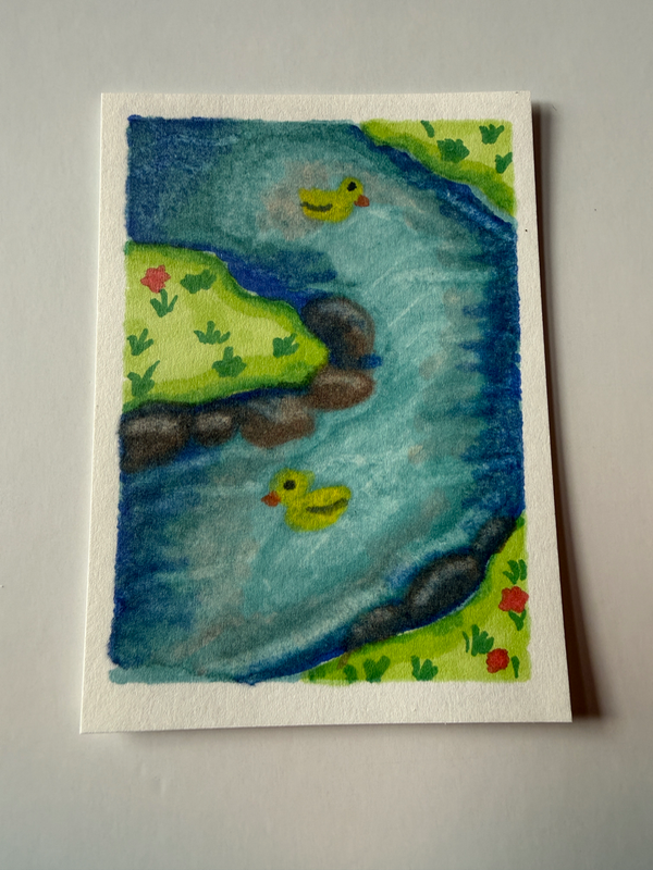 Just Floating By aceo art card