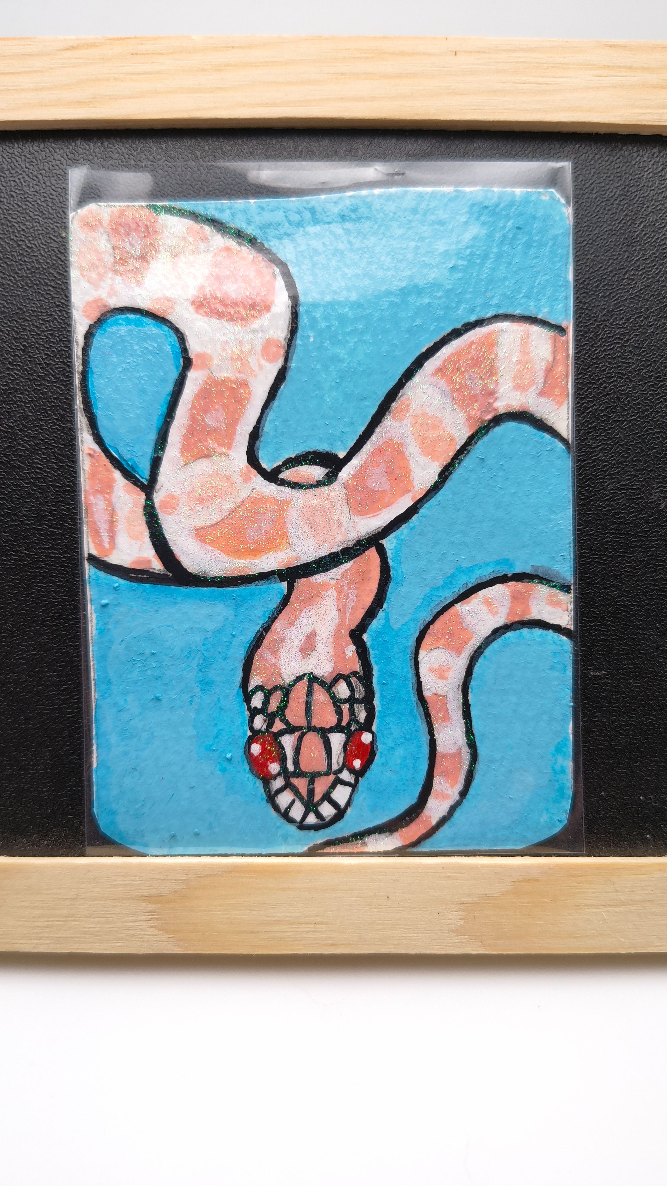 Aceo Original Acrylic Marker Cornsnake #4/5 by Critter Creatives- Glittery aceo art card
