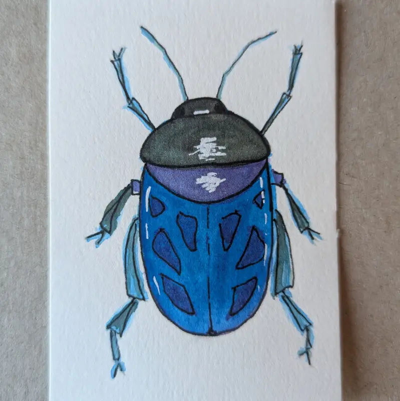 Blue Beetle aceo art card