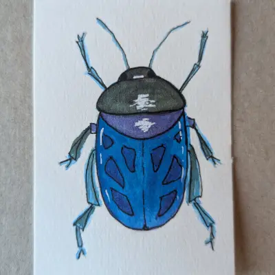 Blue Beetle aceo art card thumbnail 1