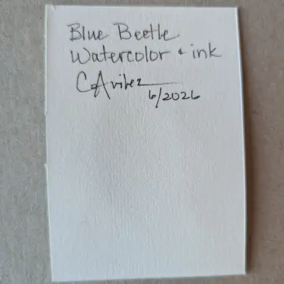 Blue Beetle aceo art card thumbnail 3