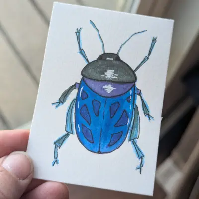 Blue Beetle aceo art card thumbnail 2