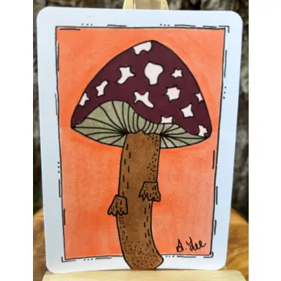Theo the Toadstool aceo art card thumbnail 2