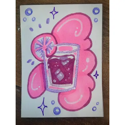 Pink Drinks Sparkles & Bubbles Duo Ramune Metallics Art Cards Novagaleaceo aceo art card thumbnail 2