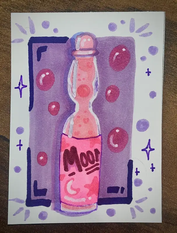 Pink Drinks Sparkles & Bubbles Duo Ramune Metallics Art Cards Novagaleaceo aceo art card