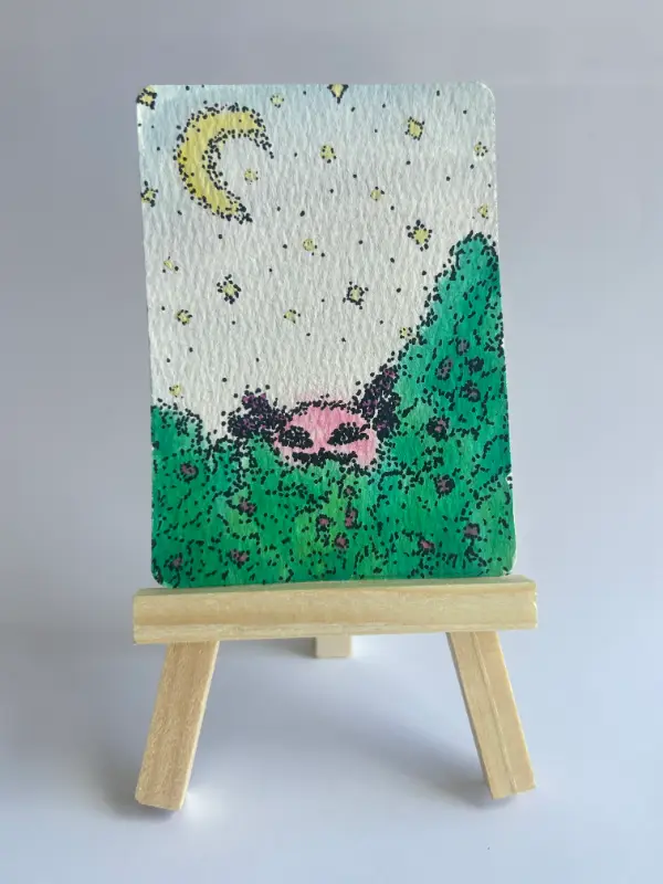 Rose Sneak – ACEO Original (Flowerlotl Collection 5/8) aceo art card