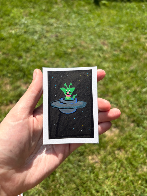 Cat in Space aceo art card