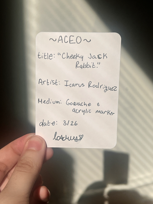 “Cheeky Jack Rabbit.” aceo art card thumbnail 2