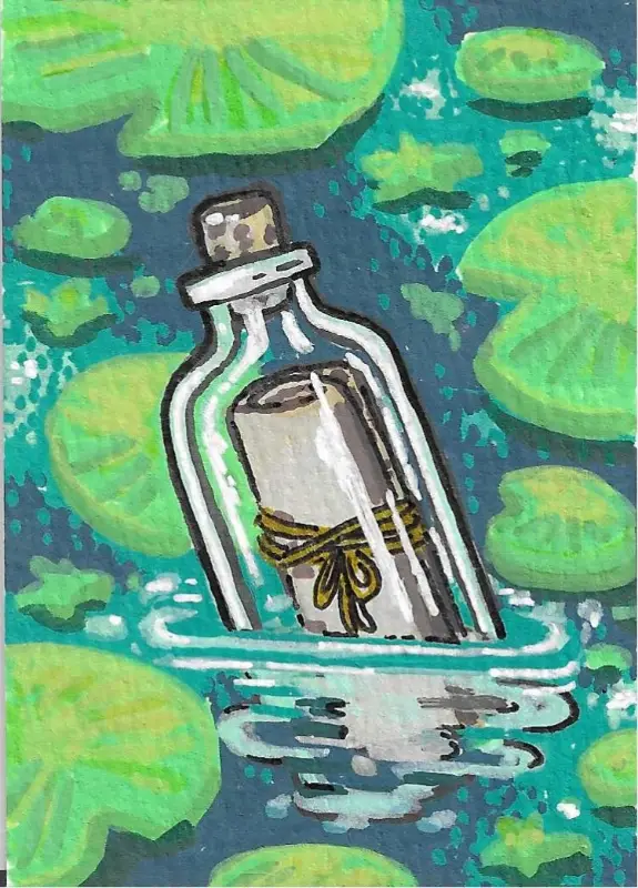 Message from the Pond aceo art card