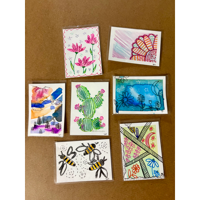 Cactus Rosey aceo art card thumbnail 2