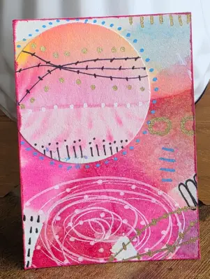 Pink Orbit aceo art card thumbnail 1
