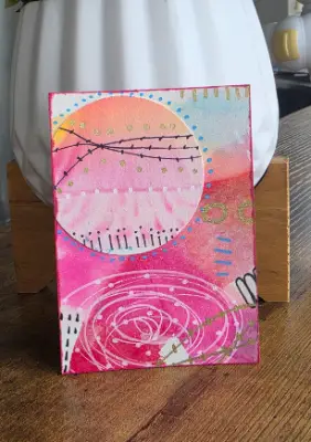 Pink Orbit aceo art card thumbnail 2