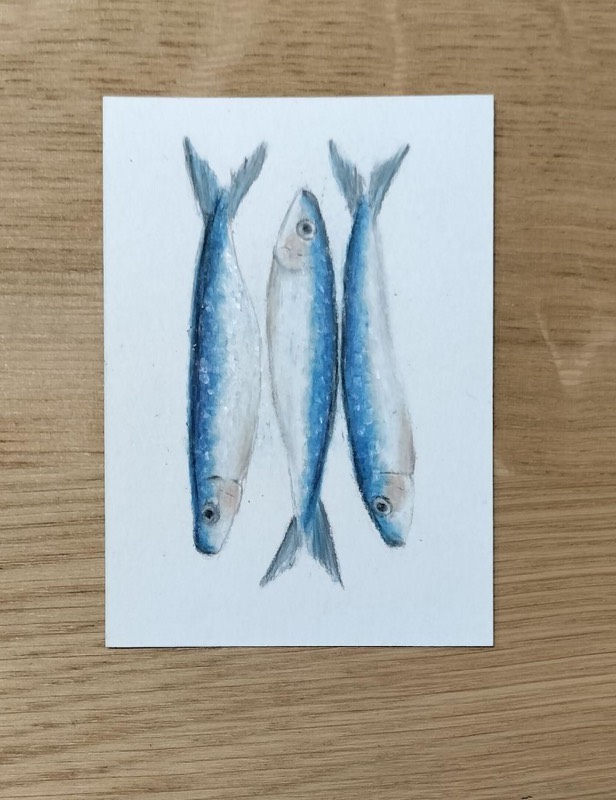 Three Fish aceo art card