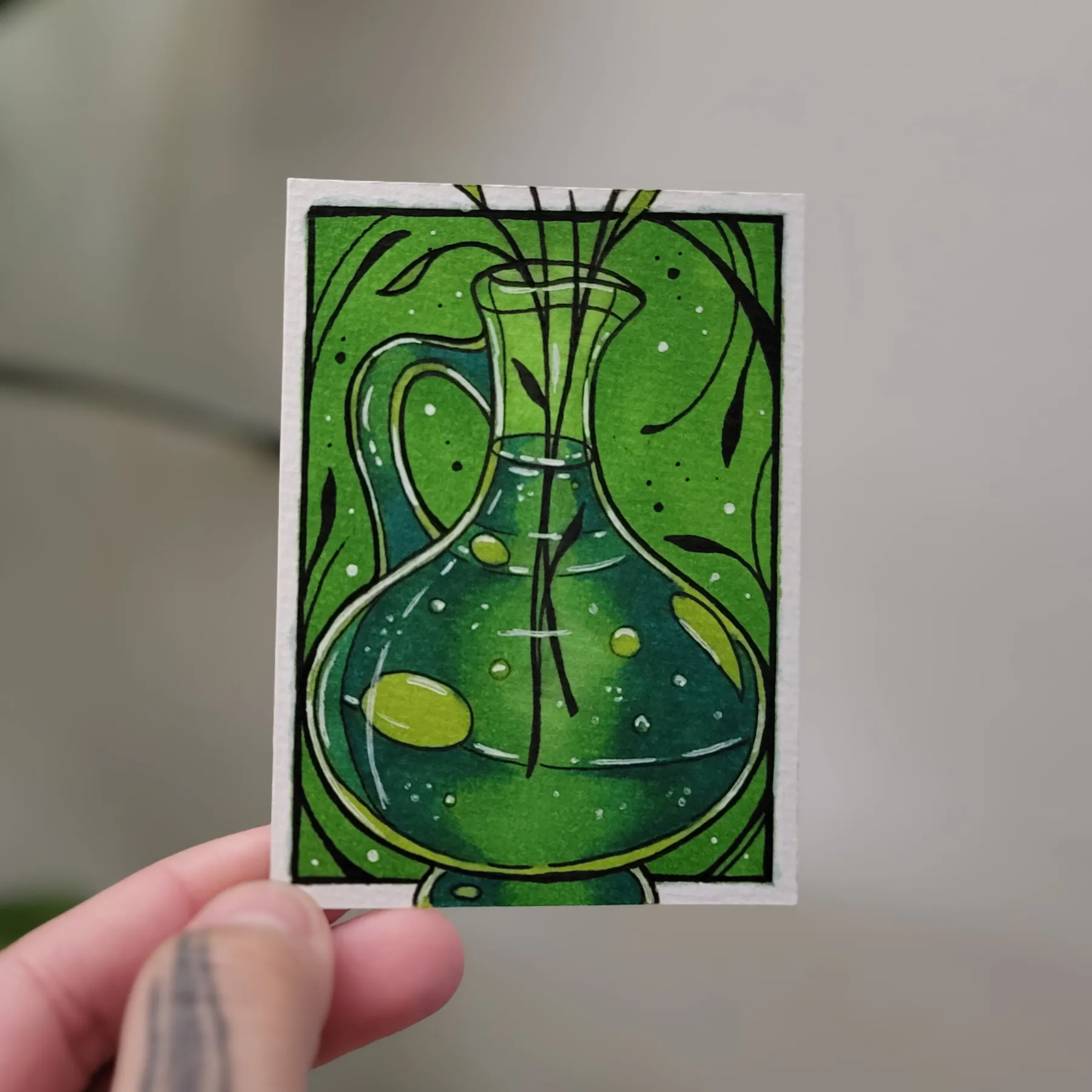 Green Potion aceo art card
