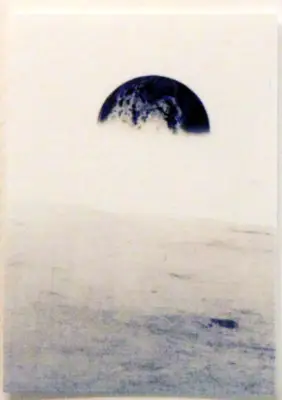 Earthrise Cyanotype ACEO aceo art card thumbnail 2
