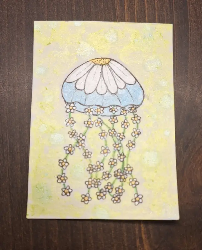 "Daisy Jellyfish" aceo art card
