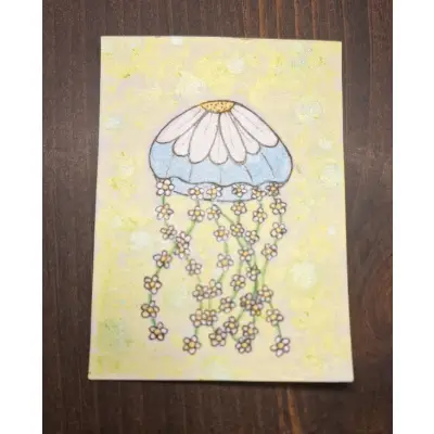 "Daisy Jellyfish" aceo art card thumbnail 1