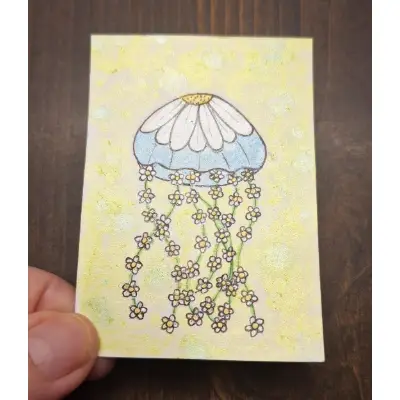 "Daisy Jellyfish" aceo art card thumbnail 2