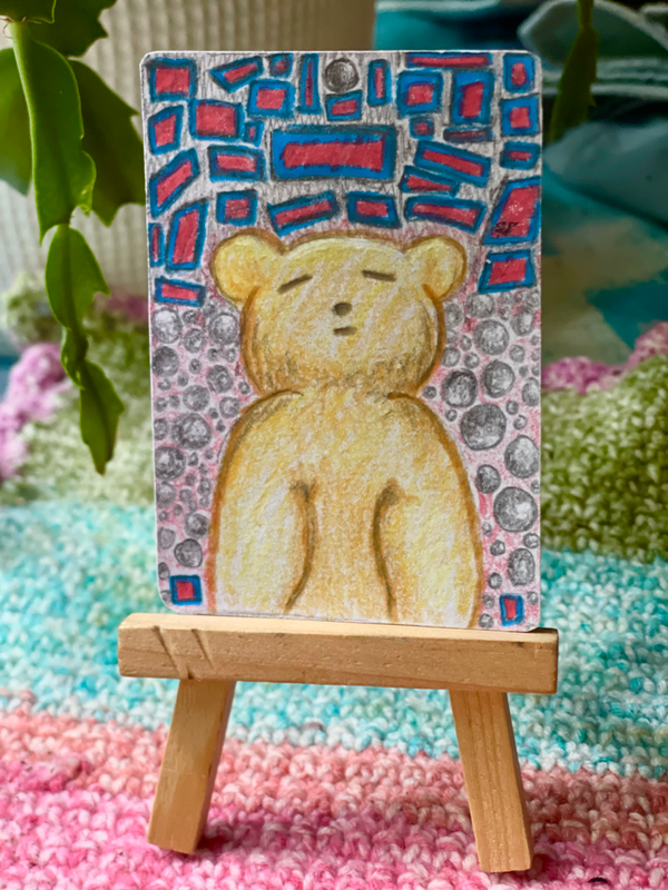 Bear-ly Awake aceo art card