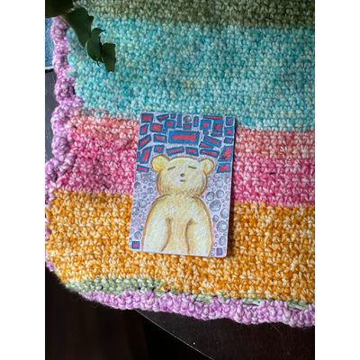 Bear-ly Awake aceo art card thumbnail 2