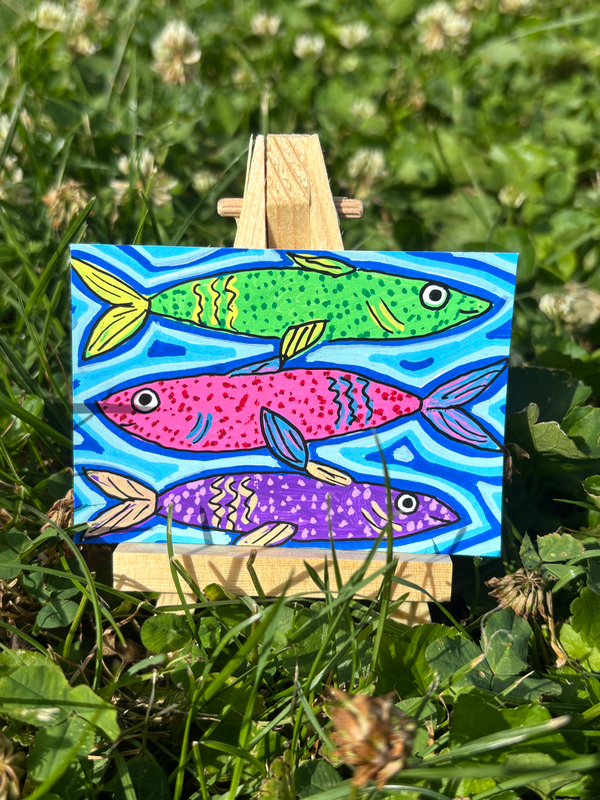 Neon Fish aceo art card
