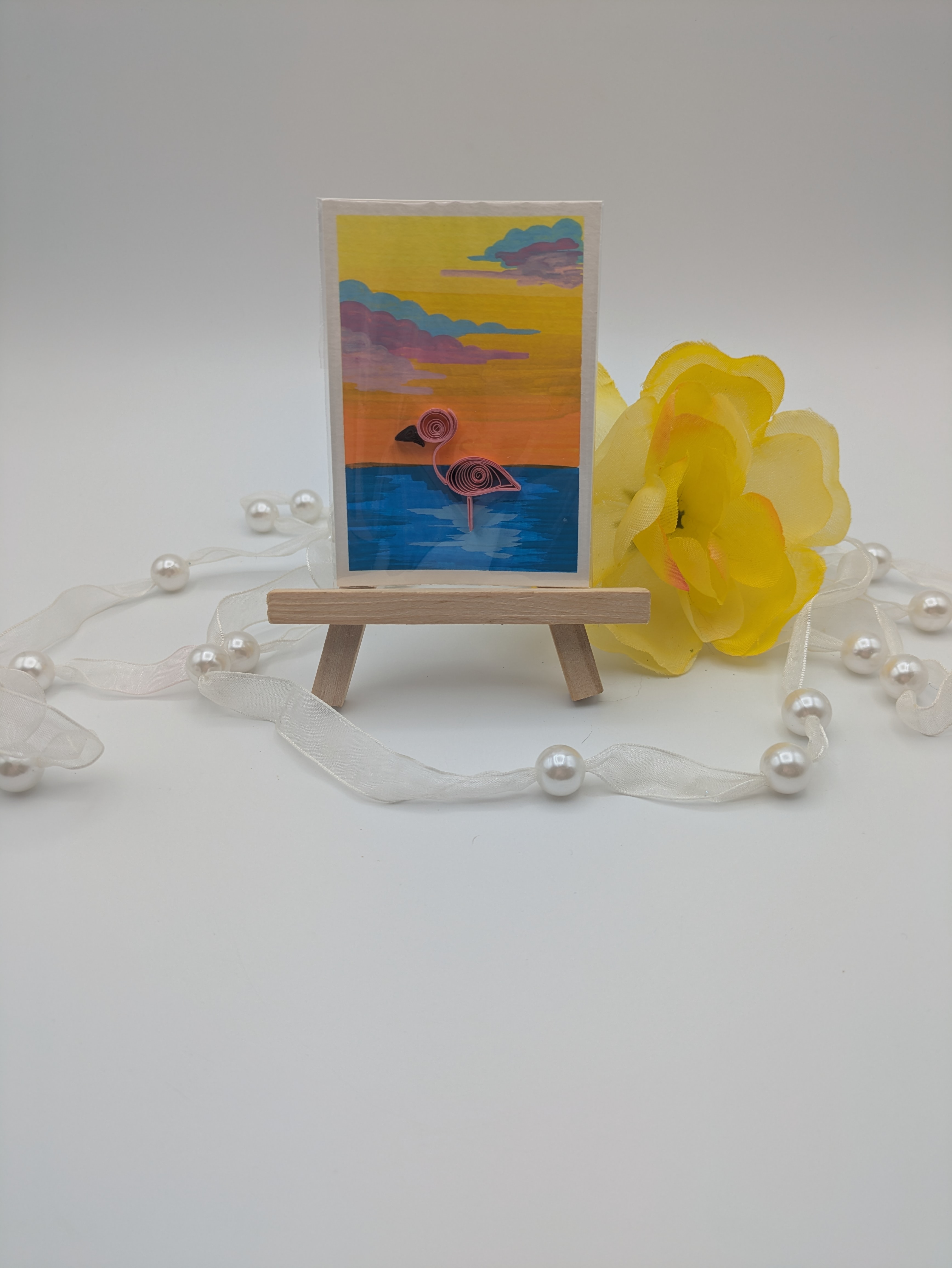 Flamingo at Sunset aceo art card