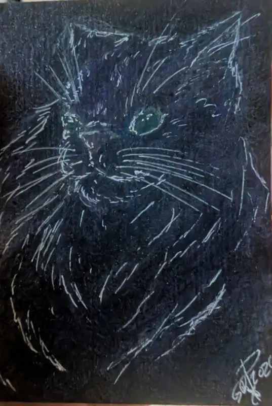 Celestial Cat aceo art card