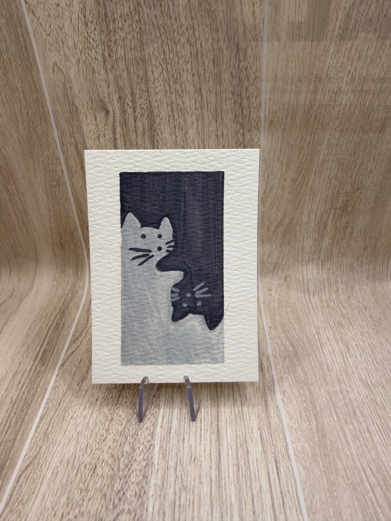 Yin Gray Cat Yang aceo art card