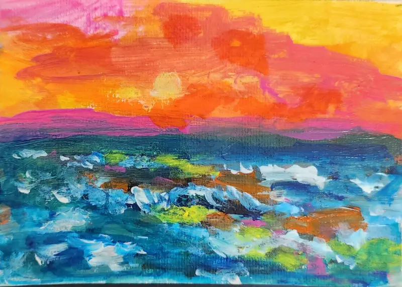 Sea Fire aceo art card