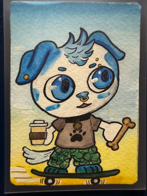 Pup Cup aceo art card thumbnail 1