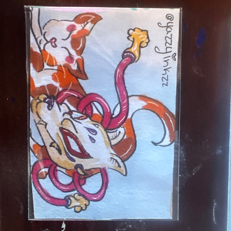 Fox Cat aceo art card