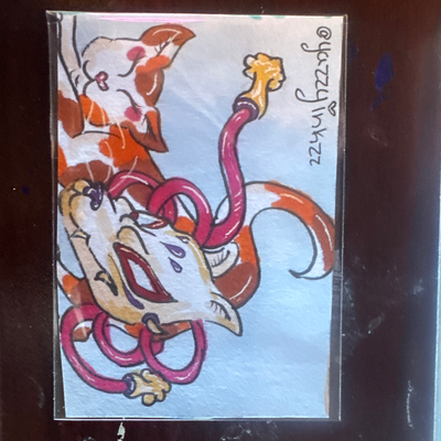 Fox Cat aceo art card thumbnail 1