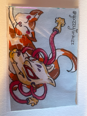 Fox Cat aceo art card thumbnail 2