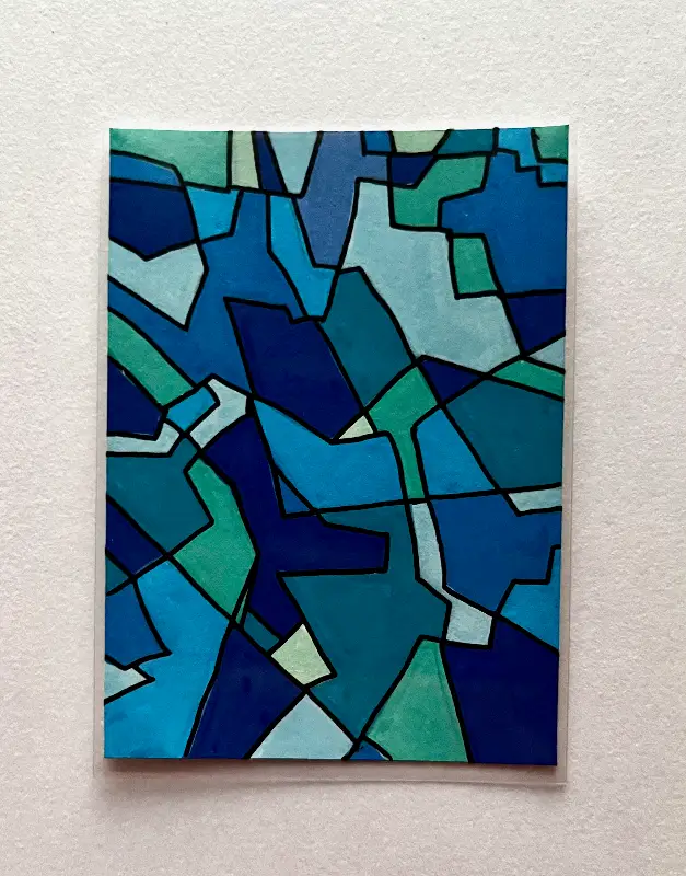 blue abstract #1 | acrylic marker, pen aceo art card