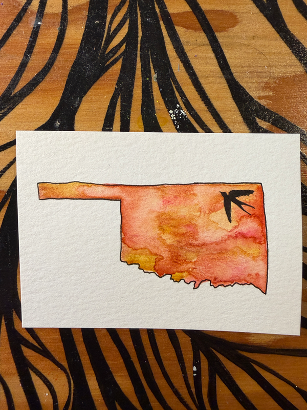 Oklahoma: Scissor-tailed Flycatcher aceo art card