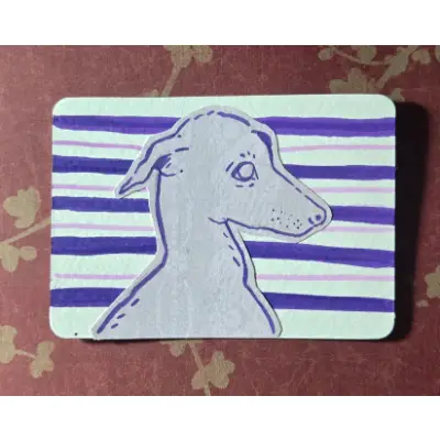 Purple Striped Greyhound aceo art card thumbnail 1