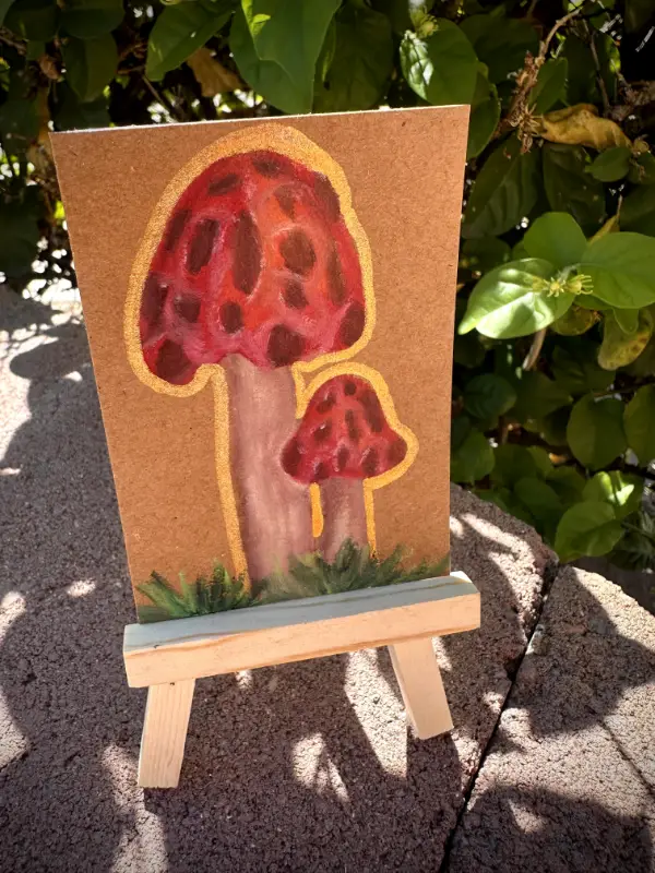 ACEO Original Painting "Fungi: Guardians of the Forest" 2.5 X 3.5 aceo art card