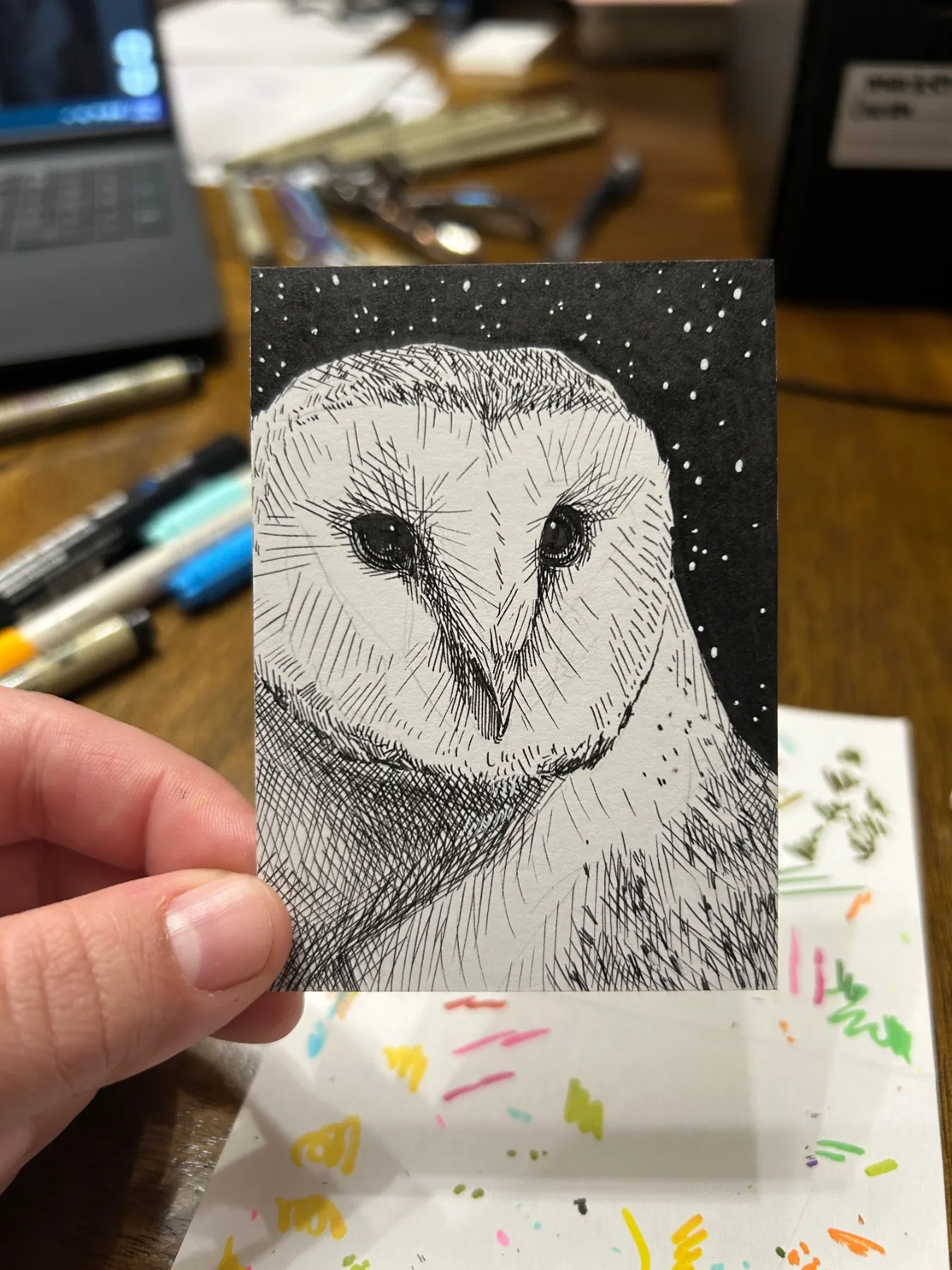 Barn Owl aceo art card
