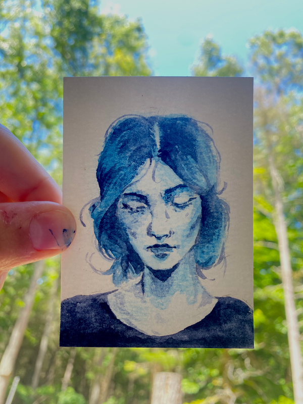 why so blue? aceo art card