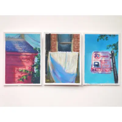 Sunsoaked Series # 1 - "Garage at Dawn" aceo art card thumbnail 2