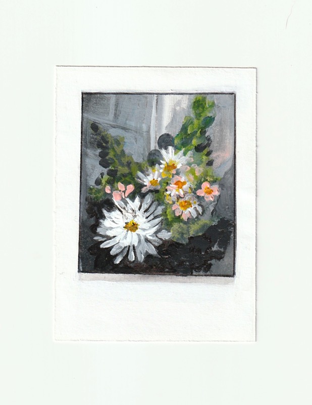 Flower Polaroid aceo art card