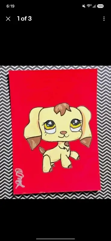 Chibi Dog LPS Littlest Pet Shop Vibrant Mini Art annamaes.artistry aceo art card