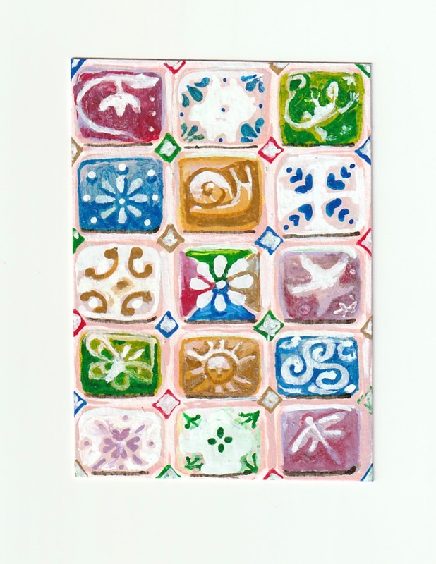 Tile Wall aceo art card