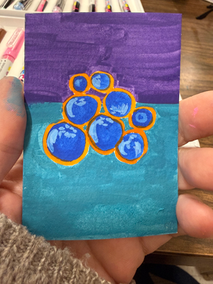 Blueberries aceo art card thumbnail 2